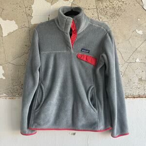 Patagonia Fleece Pullover Polartec Thermal Pro Quarter Snap Womens M Gray Coral